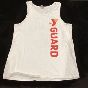 Gildan White Tank Top with Red and Yellow Print